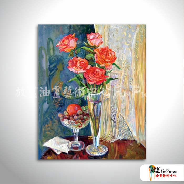 印象玫瑰A21 純手繪 油畫 直幅 多彩 中性色系 印象 掛畫 無框畫 民宿 室內設計 居家佈置