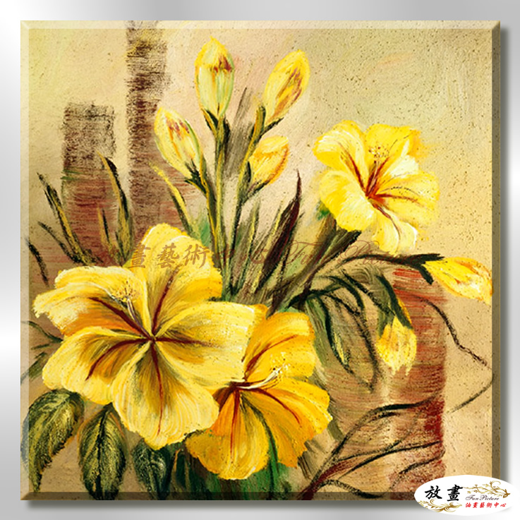 印象派花卉211 純手繪 油畫 方形 黃色 暖色系 印象 掛畫 無框畫 民宿 室內設計 實拍影片