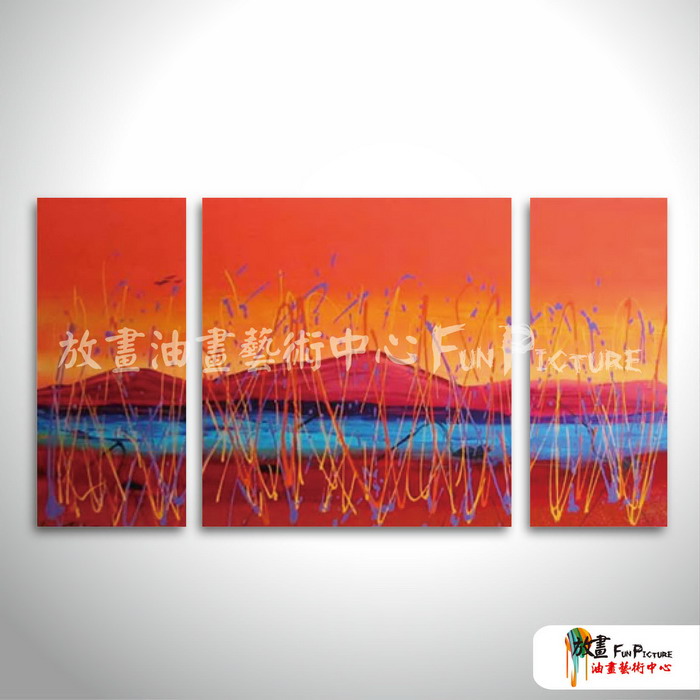 3拼抽象G06 純手繪 油畫 直幅*2/方形*1 紅橙 暖色系 流彩 無框畫 民宿 餐廳 裝潢 室內設計