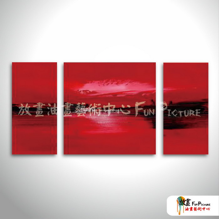 3拼風景G19 純手繪 油畫 直幅*2/方形*1 紅色 暖色系 裝飾 無框畫 民宿 餐廳 裝潢 室內設計