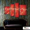 4拼抽象F18 純手繪 油畫 直幅*4 紅色 暖色系 線條 造型 無框畫 民宿 餐廳 裝潢 室內設計