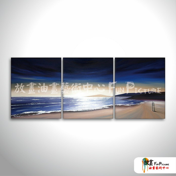 3拼大海風景H81 純手繪 油畫 直幅*3 藍色 冷色系 掛畫 裝飾 無框畫 民宿 餐廳 裝潢 室內設計