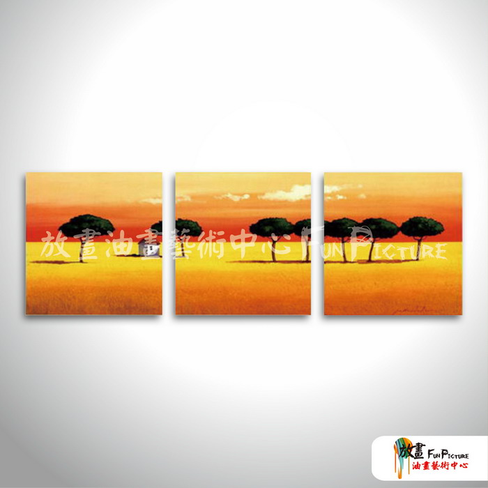 3拼風景田園3 純手繪 油畫 方形*3 黃橙 暖色系 掛畫 裝飾 無框畫 民宿 餐廳 裝潢 室內設計