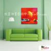 越南景08 純手繪 油畫 方形 紅色 暖色系 藝術品 裝飾 無框畫 裝潢 室內設計 客廳掛畫