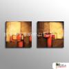 2拼抽象45 純手繪 油畫 方形*2 橙褐 暖色系 裝飾 畫飾 無框畫 民宿 餐廳 裝潢 室內設計