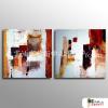 2拼抽象51 純手繪 油畫 方形*2 紅灰 中性色系 裝飾 畫飾 無框畫 民宿 餐廳 裝潢 室內設計