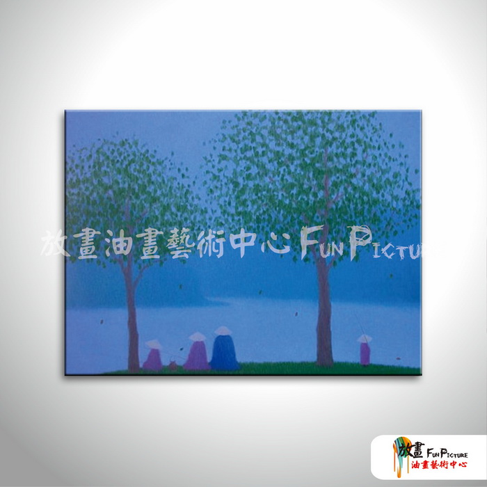 越南景44 純手繪 油畫 橫幅 藍色 冷色系 藝術品 裝飾 無框畫 裝潢 室內設計 客廳掛畫
