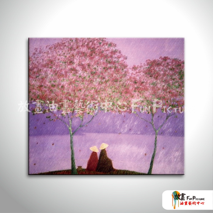 越南景45 純手繪 油畫 橫幅 灰紫 中性色系 藝術品 裝飾 無框畫 裝潢 室內設計 客廳掛畫