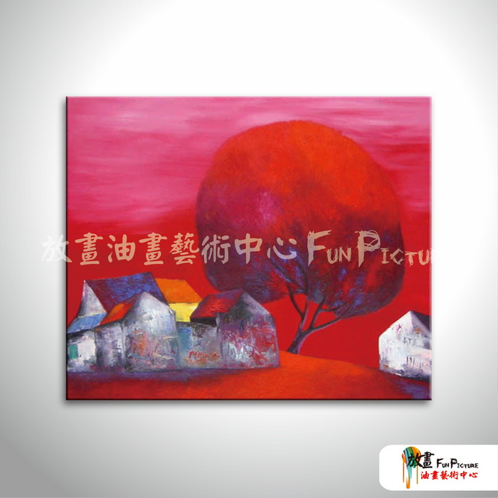 越南景54 純手繪 油畫 橫幅 紅色 暖色系 藝術品 裝飾 無框畫 裝潢 室內設計 客廳掛畫