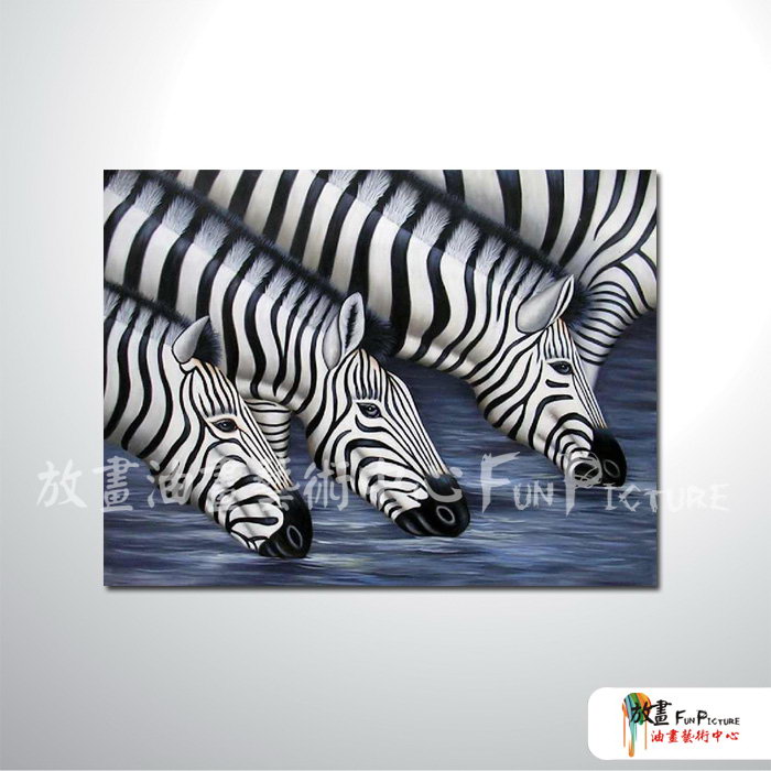 斑馬04 純手繪 油畫 橫幅 黑白 中性色系 動物 大自然 藝術畫 掛畫 民宿 餐廳 室內設計