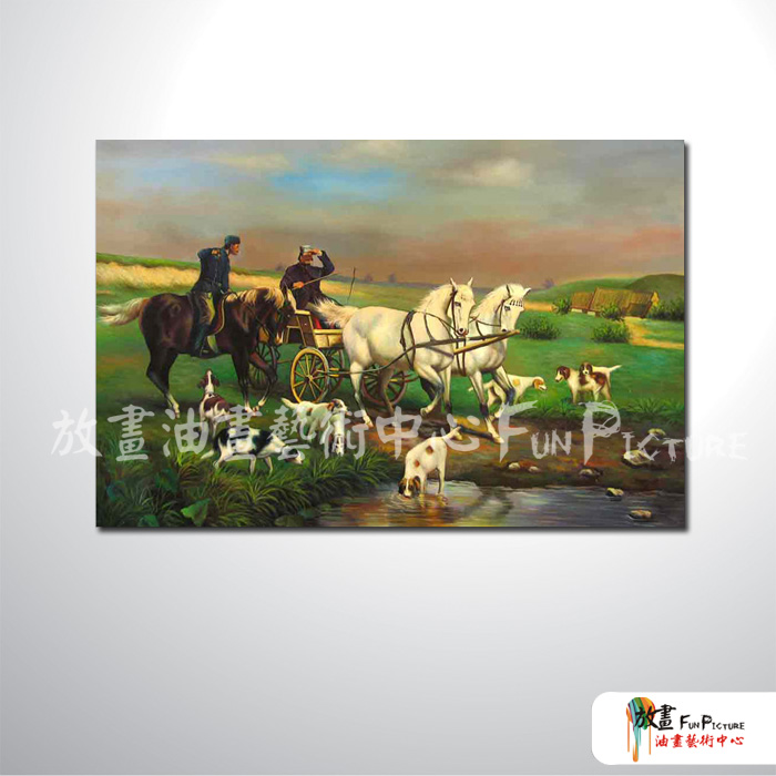 馬A07 純手繪 油畫 橫幅 白綠 中性色系 動物 大自然 藝術畫 掛畫 民宿 餐廳 裝潢 室內設計