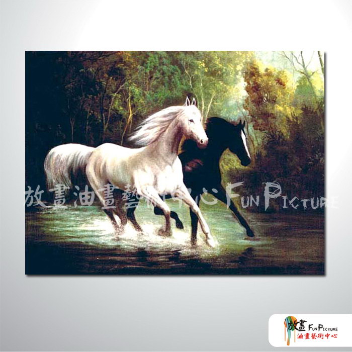 馬A10 純手繪 油畫 橫幅 黑白 中性色系 動物 大自然 藝術畫 掛畫 民宿 餐廳 裝潢 室內設計