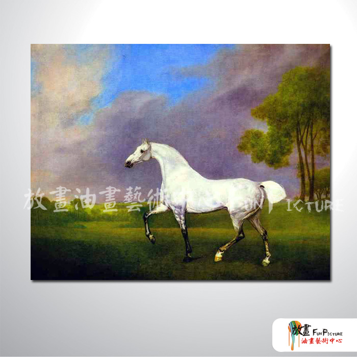 馬A19 純手繪 油畫 橫幅 綠白 中性色系 動物 大自然 藝術畫 掛畫 民宿 餐廳 裝潢 室內設計