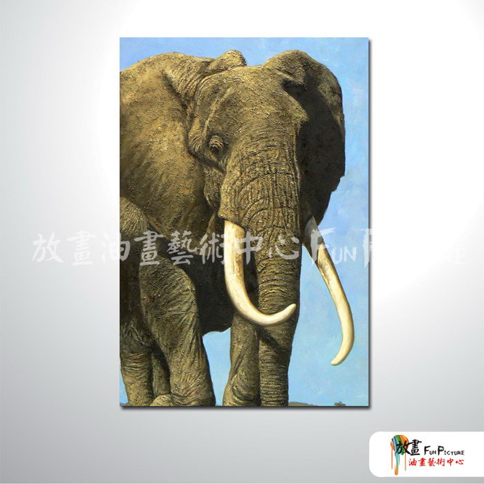 大象21 純手繪 油畫 直幅 褐藍 中性色系 動物 大自然 藝術畫 掛畫 民宿 餐廳 裝潢 室內設計