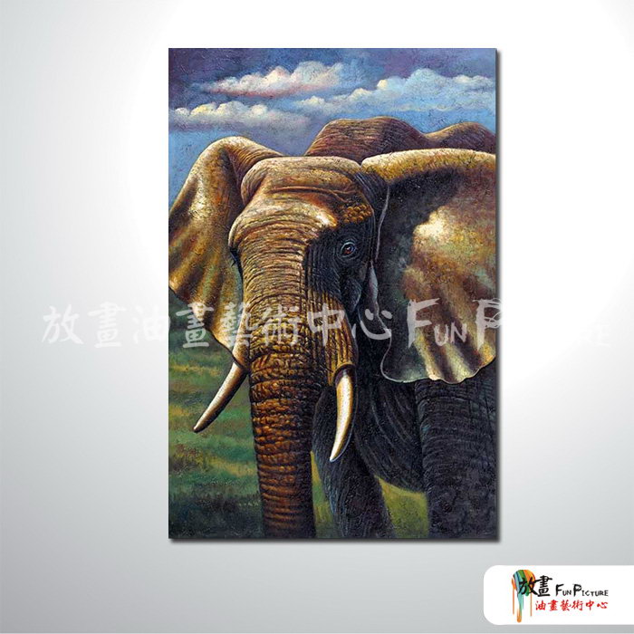 大象22 純手繪 油畫 直幅 褐咖 中性色系 動物 大自然 藝術畫 掛畫 民宿 餐廳 裝潢 室內設計