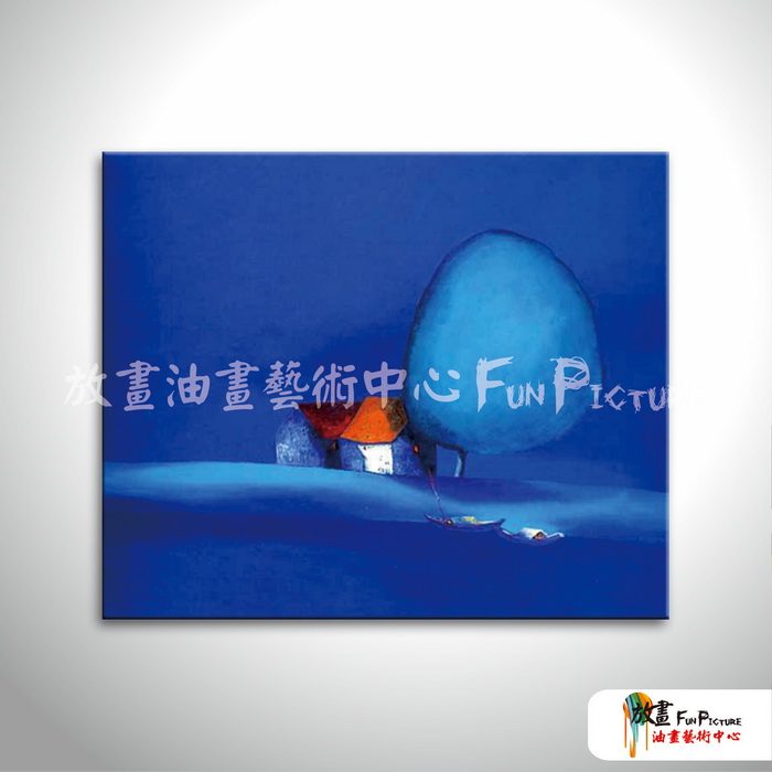越南景68 純手繪 油畫 橫幅 藍色 冷色系 藝術品 裝飾 無框畫 裝潢 室內設計 客廳掛畫