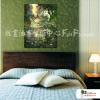 睡蓮42 純手繪 油畫 直幅 綠色 冷色系 印象 掛畫 無框畫 民宿 室內設計 居家佈置