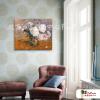 印象派花卉10 純手繪 油畫 橫幅 白褐 中性色系 印象 掛畫 無框畫 民宿 室內設計 居家佈置