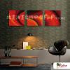 3拼抽象09 純手繪 油畫 方形*3 紅橙 暖色系 流彩 裝飾 無框畫 民宿 餐廳 裝潢 室內設計