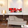 3拼抽象14 純手繪 油畫 方形*3 紅色 暖色系 色塊 裝飾 無框畫 民宿 餐廳 裝潢 室內設計