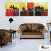 3拼抽象39 純手繪 油畫 方形*3 紅黃 暖色系 色塊 裝飾 無框畫 民宿 餐廳 裝潢 室內設計