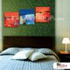 3拼抽象42 純手繪 油畫 方形*3 紅藍 中性色系 流彩 裝飾 無框畫 民宿 餐廳 裝潢 室內設計