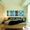 3拼抽象64 純手繪 油畫 方形*3 藍色 冷色系 線條 裝飾 無框畫 民宿 餐廳 裝潢 室內設計