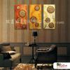 3拼抽象A54 純手繪 油畫 直幅*3 橙褐 暖色系 幾何 裝飾 無框畫 民宿 餐廳 裝潢 室內設計