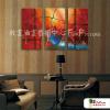 3拼抽象A99 純手繪 油畫 直幅*3 紅色 暖色系 線條 裝飾 無框畫 民宿 餐廳 裝潢 室內設計