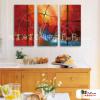 3拼抽象A99 純手繪 油畫 直幅*3 紅色 暖色系 線條 裝飾 無框畫 民宿 餐廳 裝潢 室內設計