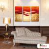 3拼抽象A100 純手繪 油畫 直幅*3 紅橙 暖色系 流彩 裝飾 無框畫 民宿 餐廳 裝潢 室內設計