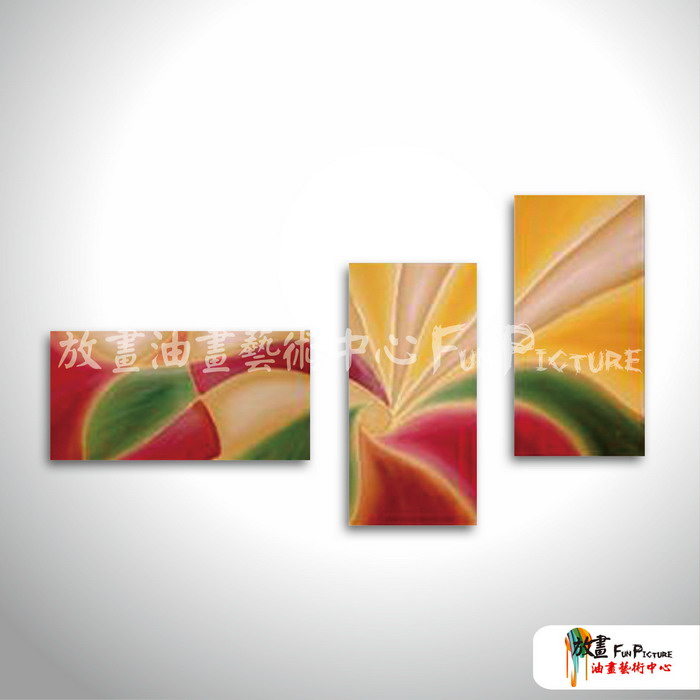 3拼抽象A103 純手繪 油畫 橫幅*1/直幅*2 紅黃 暖色系 線條 造型 無框畫 餐廳 裝潢 實拍影片
