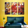 3拼抽象A135 純手繪 油畫 直幅*3 紅黃 暖色系 肌理 裝飾 無框畫 民宿 餐廳 裝潢 室內設計