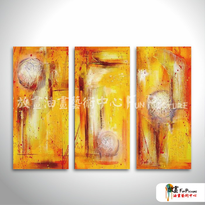 3拼抽象A136 純手繪 油畫 直幅*3 黃橙 暖色系 肌理 裝飾 無框畫 民宿 餐廳 裝潢 室內設計