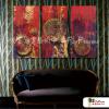 3拼抽象A152 純手繪 油畫 直幅*3 紅褐 暖色系 幾何 裝飾 無框畫 民宿 餐廳 裝潢 室內設計