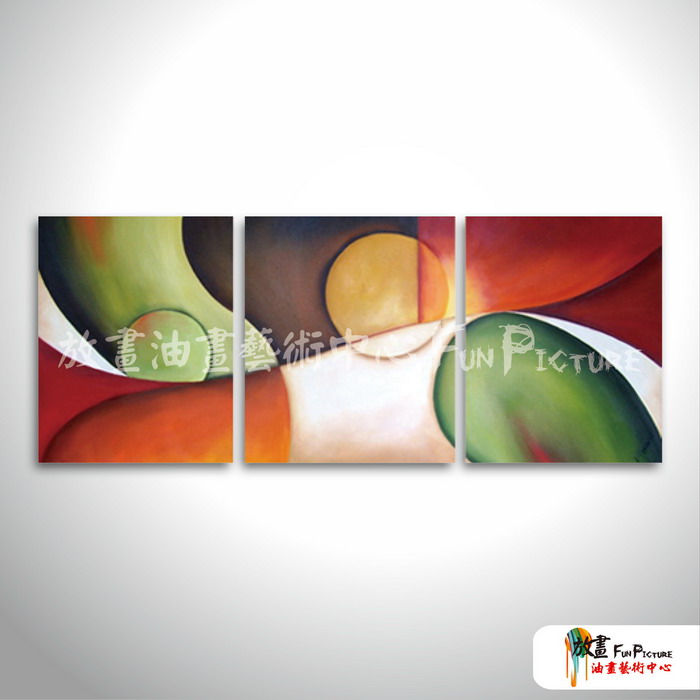 3拼抽象B37 純手繪 油畫 直幅*3 綠橙 中性色系 幾何 裝飾 無框畫 民宿 餐廳 裝潢 室內設計