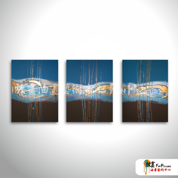 3拼抽象C03 純手繪 油畫 直幅*3 藍咖 中性色系 肌理 裝飾 無框畫 民宿 餐廳 裝潢 室內設計