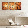 3拼抽象C26 純手繪 油畫 直幅*3 橙褐 暖色系 形象 裝飾 無框畫 民宿 餐廳 裝潢 室內設計