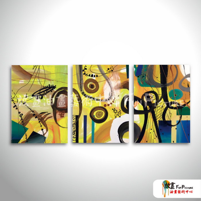 3拼抽象C39 純手繪 油畫 直幅*3 黃褐 暖色系 形象 裝飾 無框畫 民宿 餐廳 裝潢 室內設計