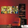 3拼抽象C39 純手繪 油畫 直幅*3 黃褐 暖色系 形象 裝飾 無框畫 民宿 餐廳 裝潢 室內設計
