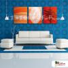 3拼抽象C55 純手繪 油畫 直幅*3 紅橙 暖色系 線條 裝飾 無框畫 民宿 餐廳 裝潢 室內設計