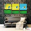 3拼抽象C59 純手繪 油畫 直幅*3 藍綠 冷色系 形象 裝飾 無框畫 民宿 餐廳 裝潢 室內設計