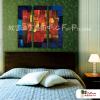 3拼抽象E54 純手繪 油畫 直幅*3 紅藍 中性色系 幾何 裝飾 無框畫 民宿 餐廳 裝潢 室內設計