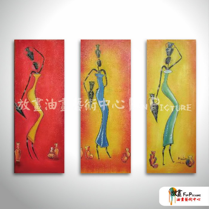 3拼抽象E72 純手繪 油畫 直幅*3 紅黃 暖色系 形象 裝飾 無框畫 民宿 餐廳 裝潢 室內設計