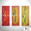 3拼抽象E72 純手繪 油畫 直幅*3 紅黃 暖色系 形象 裝飾 無框畫 民宿 餐廳 裝潢 室內設計
