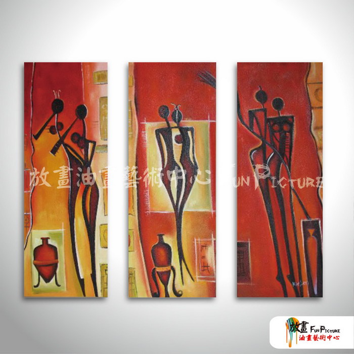 3拼抽象E75 純手繪 油畫 直幅*3 紅咖 暖色系 形象 裝飾 無框畫 民宿 餐廳 裝潢 室內設計