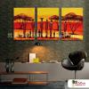3拼風景S14 純手繪 油畫 直幅*3 黃橙 暖色系 掛畫 裝飾 無框畫 民宿 餐廳 裝潢 室內設計