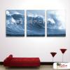 3拼風景海浪H42 純手繪 油畫 直幅*3 灰藍 中性色系 掛畫 無框畫 民宿 餐廳 裝潢 室內設計