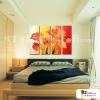 4拼花卉B14 純手繪 油畫 直幅*4 紅橙 暖色系 印象 掛畫 無框畫 民宿 餐廳 裝潢 室內設計