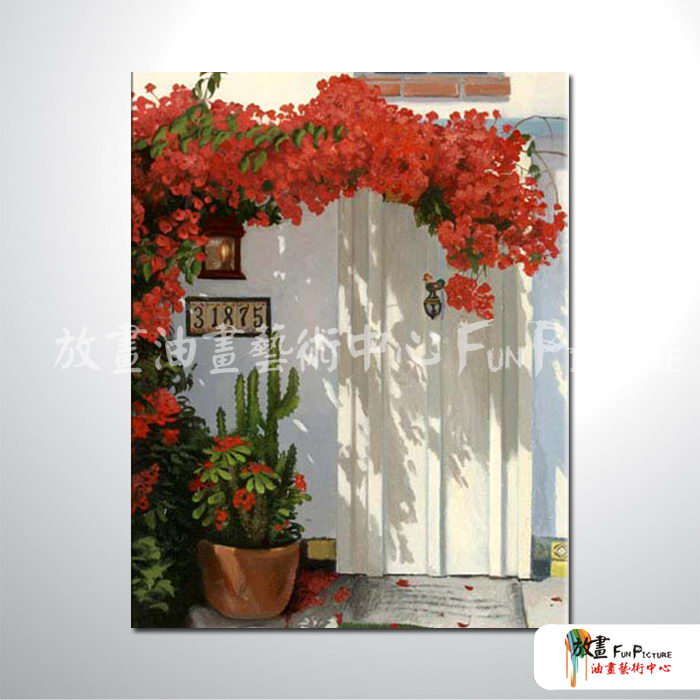 門窗景02 純手繪 油畫 直幅 紅色 暖色系 裝飾 畫飾 無框畫 民宿 餐廳 裝潢 室內設計